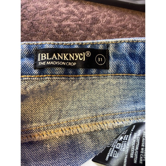 Blank NYC The Madison Crop Women's Blue High Rise Distressed Jeans Size 31 - Picture 5 of 7